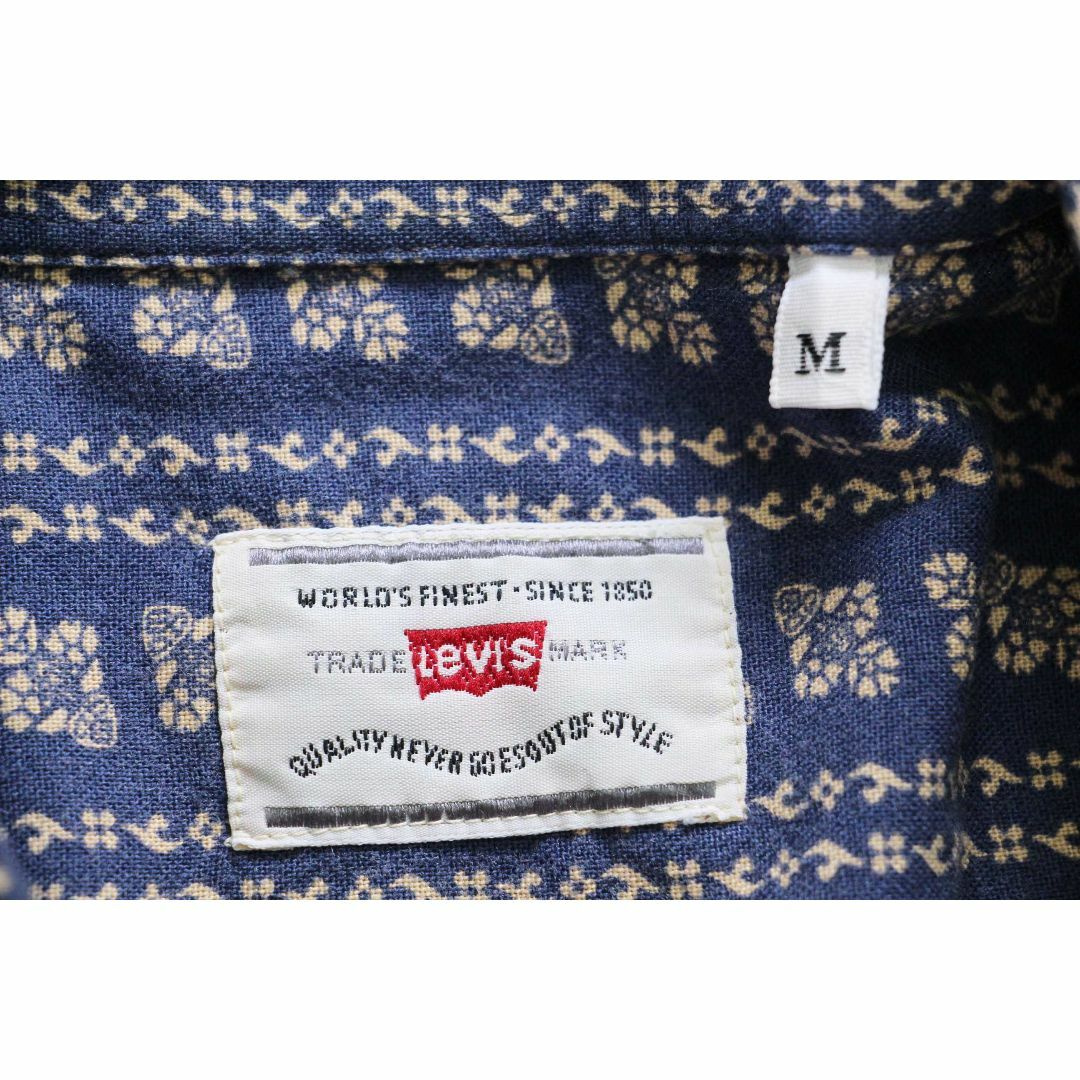 Levi's(リーバイス)の90s Levi'sリーバイス 総柄 ボタンダウン レーヨンシャツ 薄紺×ベージュ M★ユーロ オールド ビンテージ フラワー 花柄 オーバーサイズ メンズのトップス(シャツ)の商品写真