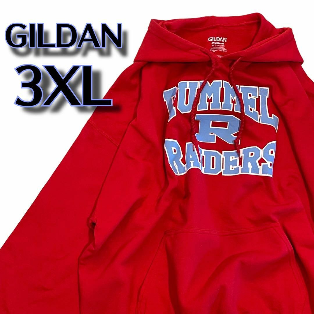 GILDAN(ギルタン)の【384】　GILDAN ギルダン　オーバーサイズパーカー　プルオーバー　レッド メンズのトップス(パーカー)の商品写真