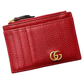 グッチ(Gucci)の☆☆GUCCI グッチ マーモント 574804 レッド カードケース パスケース レザー レディース ゴールド金具(パスケース/IDカードホルダー)