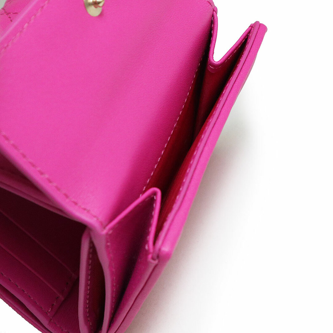 【美品】Dior カナージュ　コンパクト　財布　三つ折り　ブラック　ラムスキン