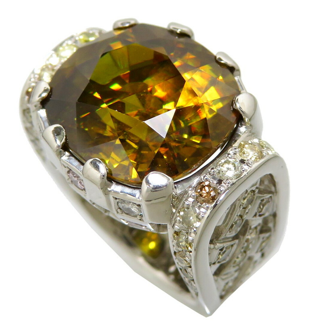 リング・指輪 大粒 メンズOK Pt850 スフェーン1518ctダイヤモンド