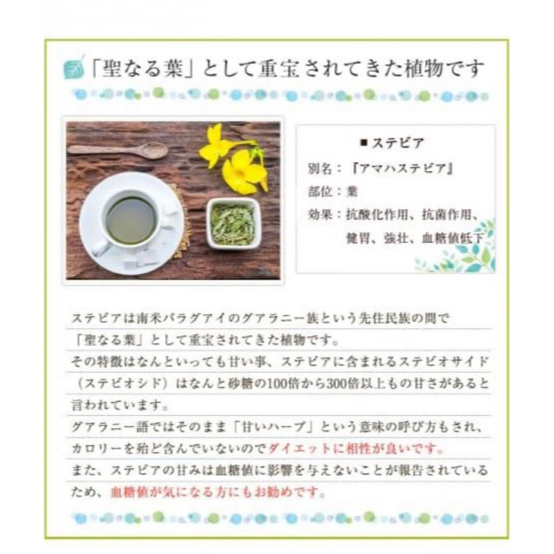 1000円 ぴったり●ステビア 100g ■ ハーブティー 食品/飲料/酒の飲料(茶)の商品写真