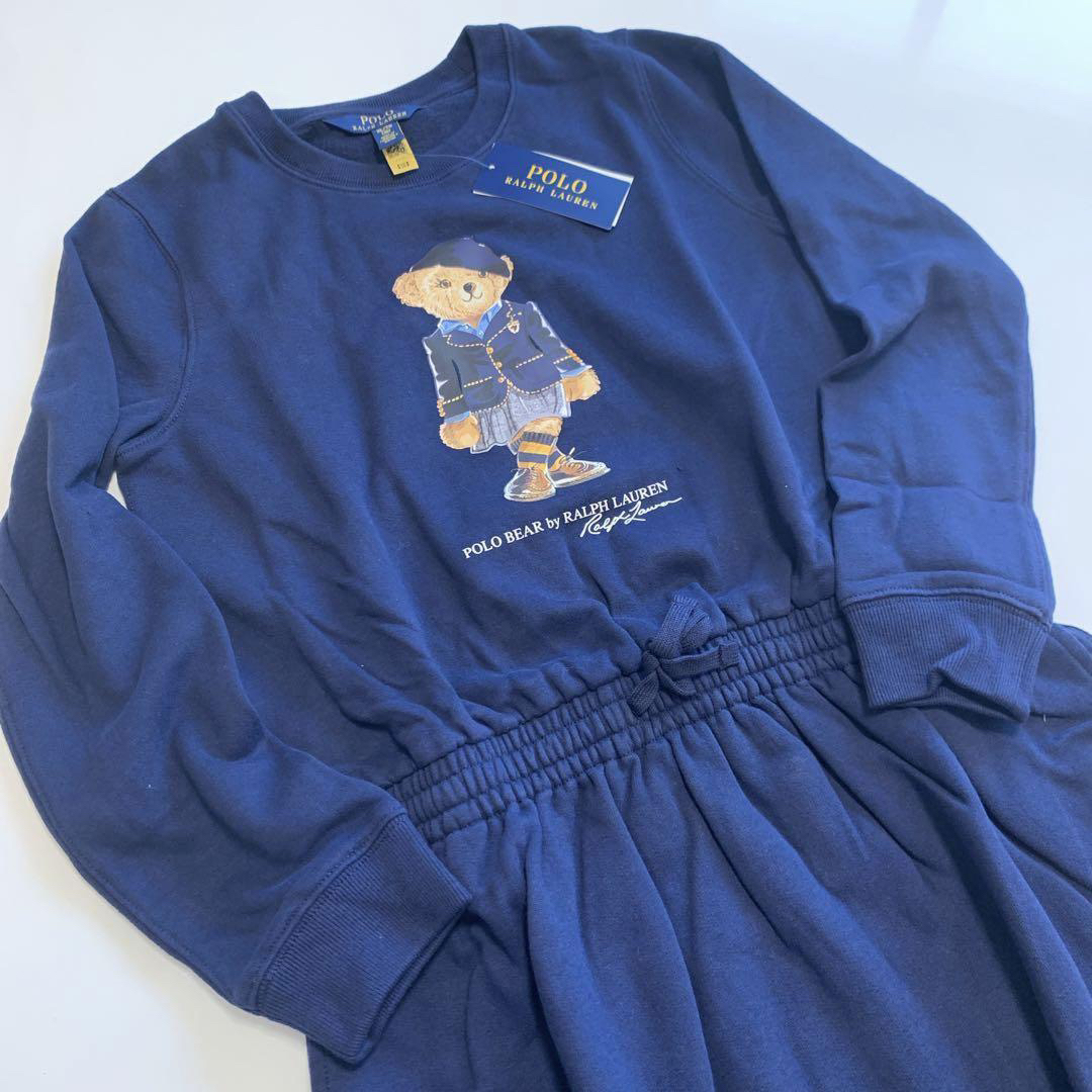 Ralph Lauren(ラルフローレン)の【新品】ラルフローレン ポロベア フリース ワンピース ネイビー XL(16) キッズ/ベビー/マタニティのキッズ服女の子用(90cm~)(ワンピース)の商品写真