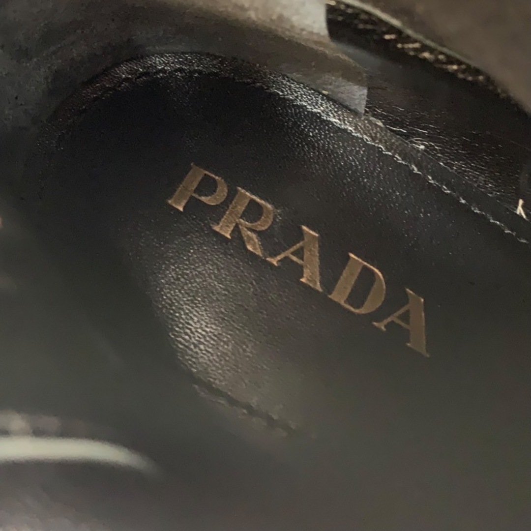 プラダ PRADA ブーツ ロングブーツ 靴 シューズ チェーン フリンジ パテント レザー バイカラー ブラック ブラウンプラダPRADA