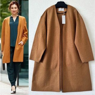 【極美品】ICB カシミヤ100％ ベルテッドコート 比翼 グレー 11号