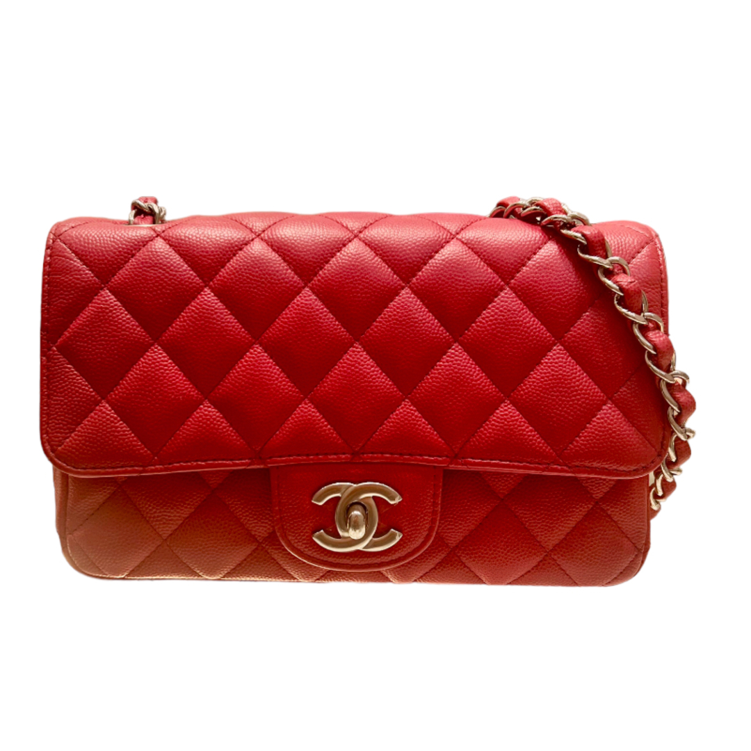 シャネル CHANEL ミニマトラッセ20　A69900 レッド レザー キャビアスキン レディース ショルダーバッグ約12cmマチ