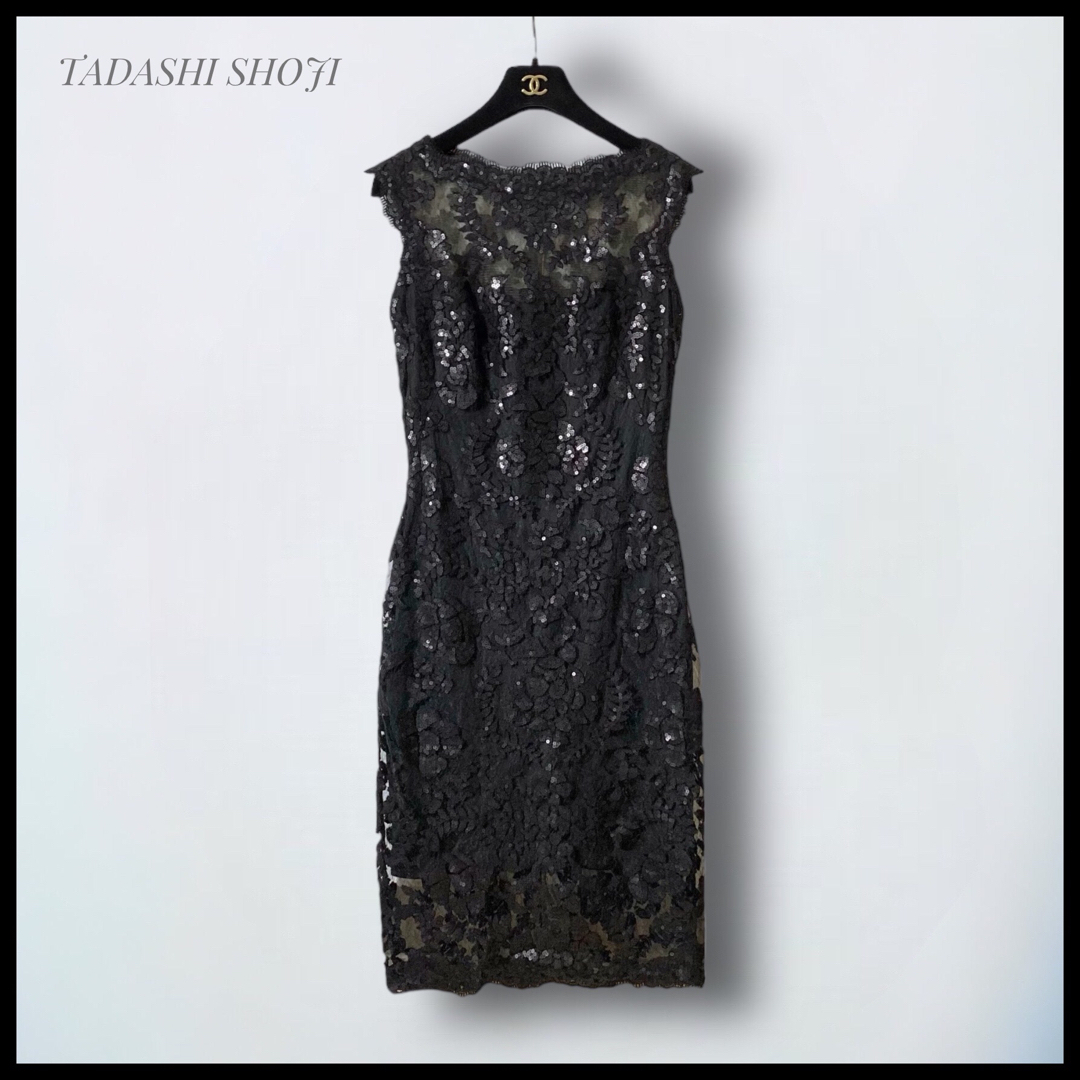 【新品】TADASHI SHOJI スパンコール レース ワンピース ブラック