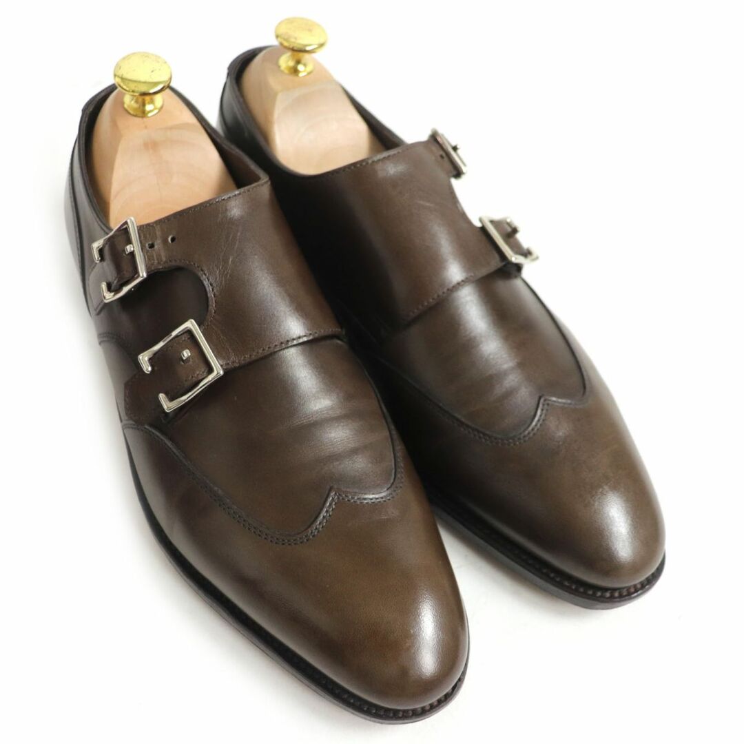 美品□JOHN LOBB/ジョンロブ EMBER/エンバー LAST 7000 ウィングチップ ダブルモンクストラップ レザーシューズ ブラウン 6 イングランド製