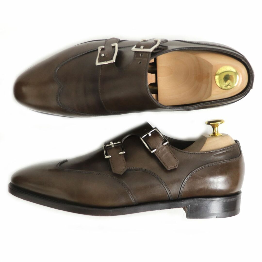 美品□JOHN LOBB/ジョンロブ EMBER/エンバー LAST 7000 ウィングチップ ダブルモンクストラップ レザーシューズ ブラウン 6 イングランド製