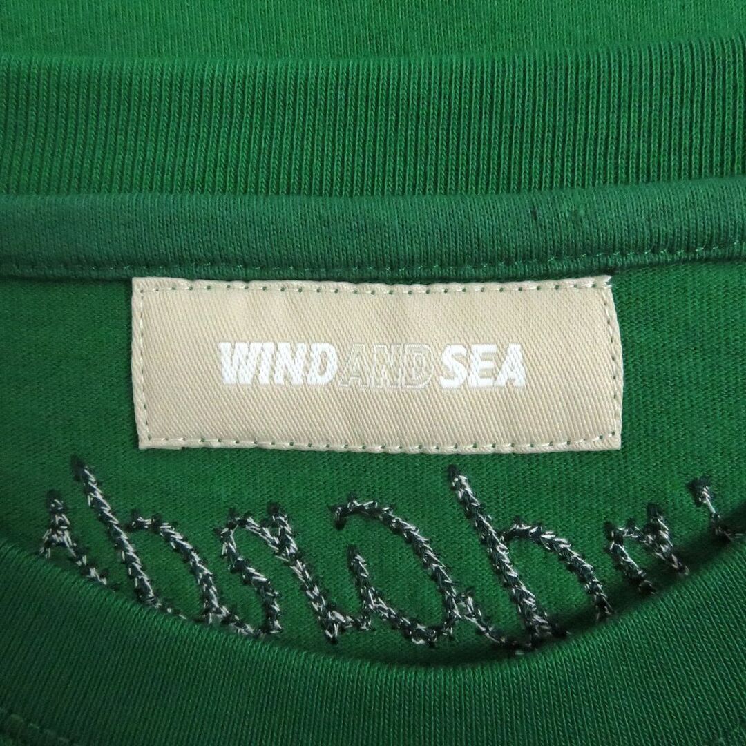 未使用品□WIND AND SEA/ウィンダンシー WDS-CS-342 ロゴワッペン付き コットン ロングスリーブTシャツ/カットソー グリーン M 正規品コットン100％リブ