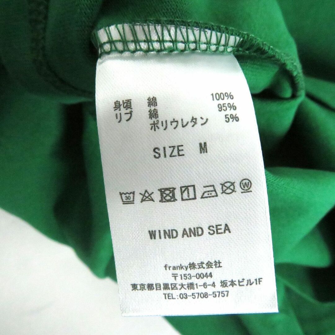 未使用品□WIND AND SEA/ウィンダンシー WDS-CS-342 ロゴワッペン付き コットン ロングスリーブTシャツ/カットソー グリーン M 正規品コットン100％リブ