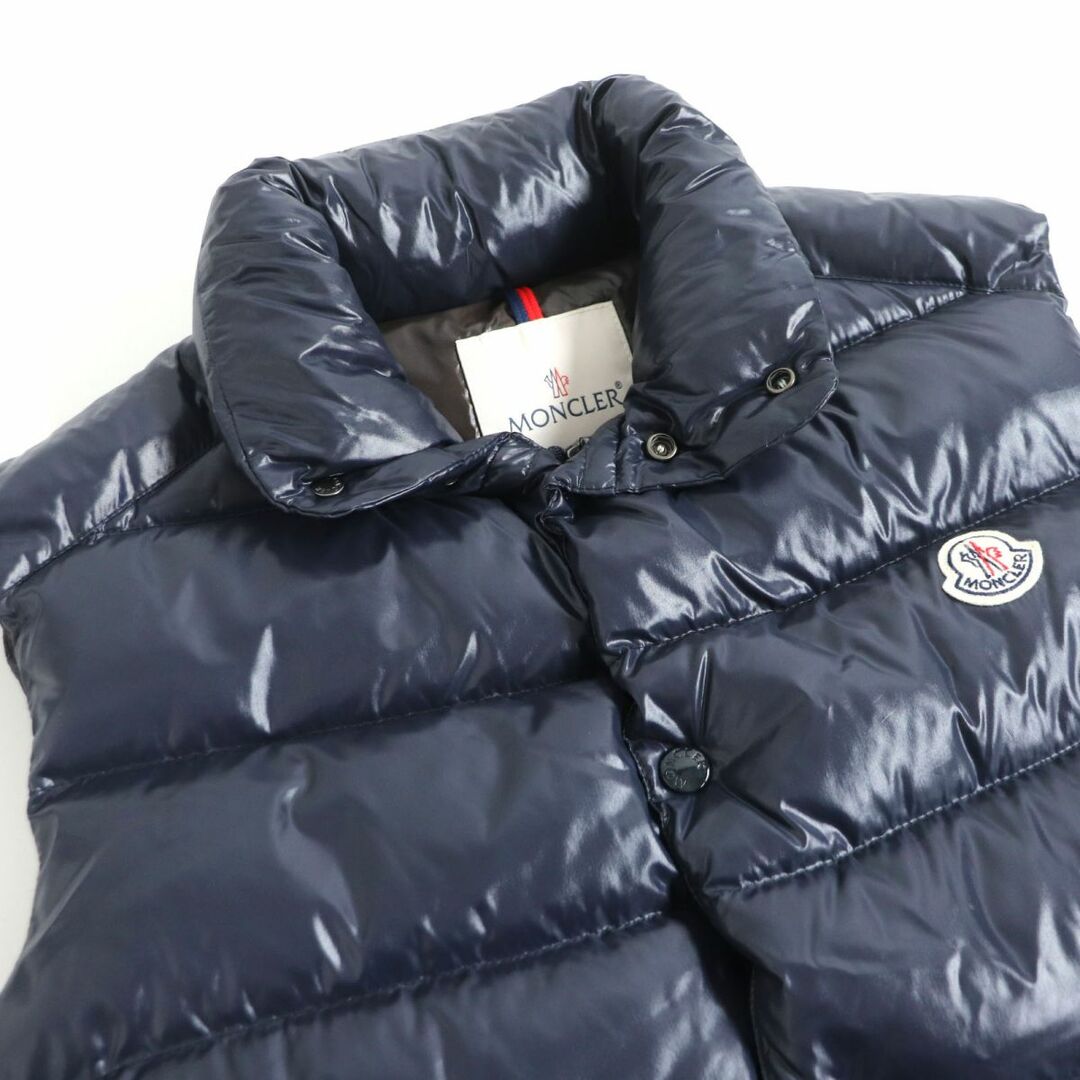 美品□2017年製 MONCLER/モンクレール TIB GILET ロゴワッペン付き WZIP×スナップボタン ダウンベスト/ジレ ネイビー 1  国内正規品 メンズ