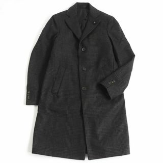 ラルディーニ(LARDINI)の極美品□LARDINI/ラルディーニ グレンチェック ブートニエール ウール チェスターコート/ロングコート ブラウン系 46 イタリア製 正規品(チェスターコート)