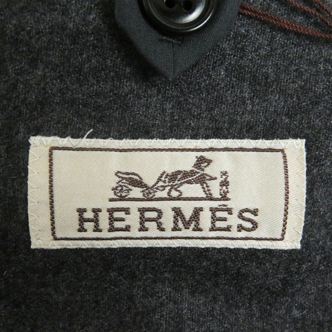 未使用品□2021年製 HERMES/エルメス カシミヤ96% シングル アンコンジャケット/テーラードジャケット ダークグレー 46 イタリア製 正規品