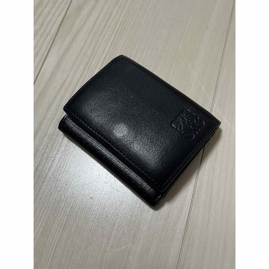 LOEWE - LOEWE☆ロエベ☆三つ折り☆ミニウォレット☆ブラック☆リネン