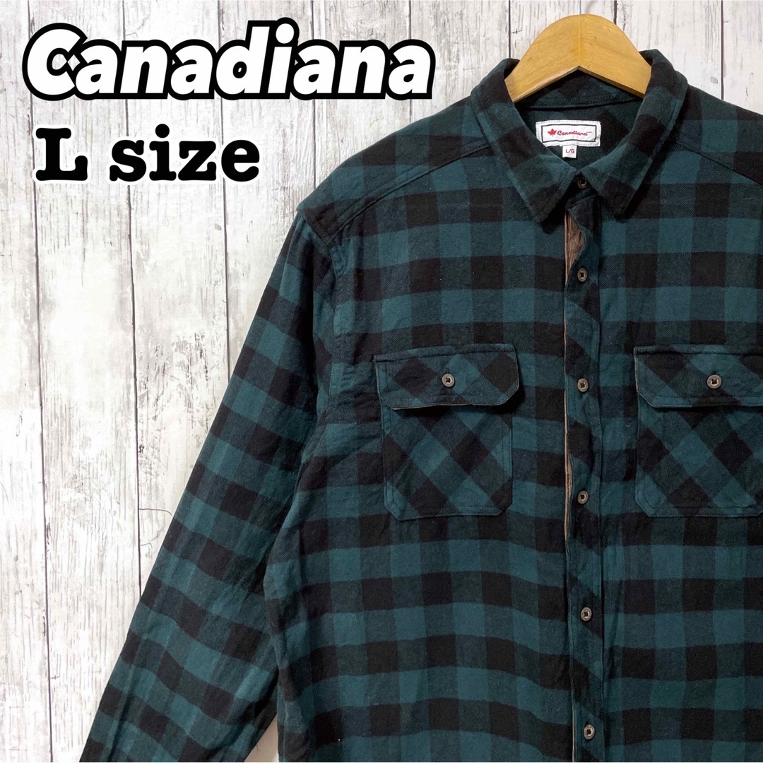 Canadiana ネルシャツ ブロックチェック 長袖 人気カラー 秋冬 古着 メンズのトップス(シャツ)の商品写真