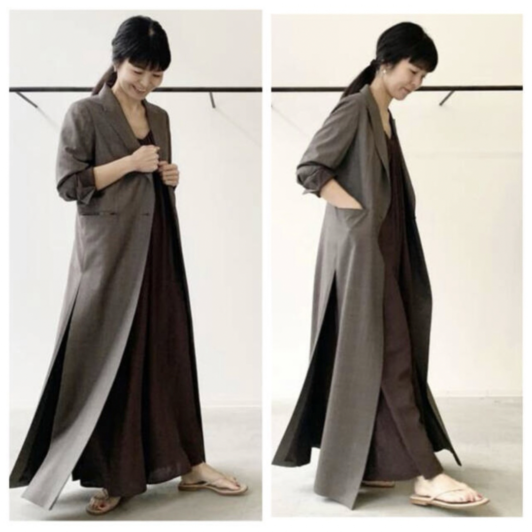 超美品L'Appartement check long slit coat