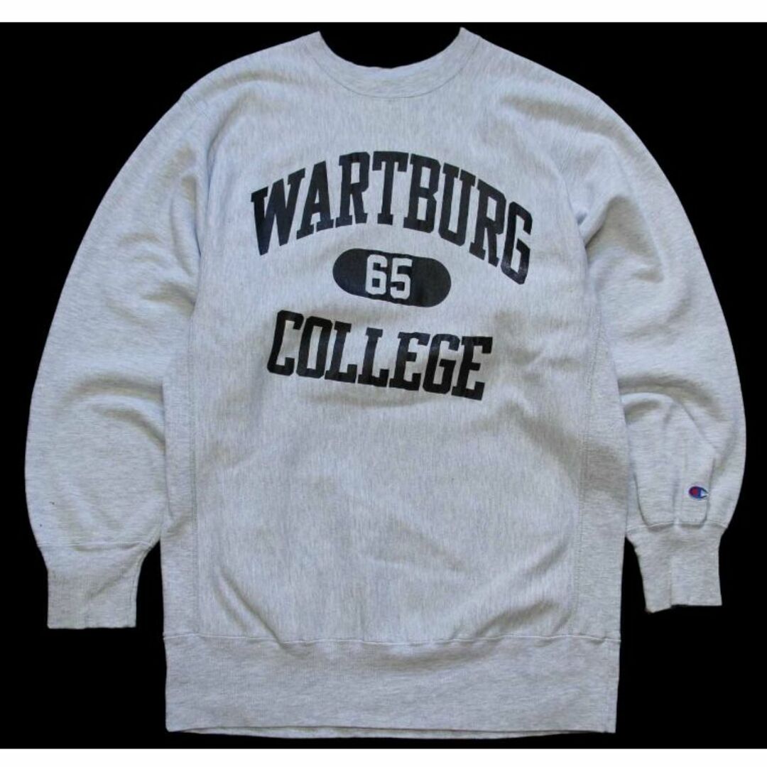 杢グレー素材90s USA製 Championチャンピオン WARTBURG 65 COLLEGE 三段中抜き リバースウィーブ スウェット 杢グレー XXL★特大 ビンテージ カレッジ