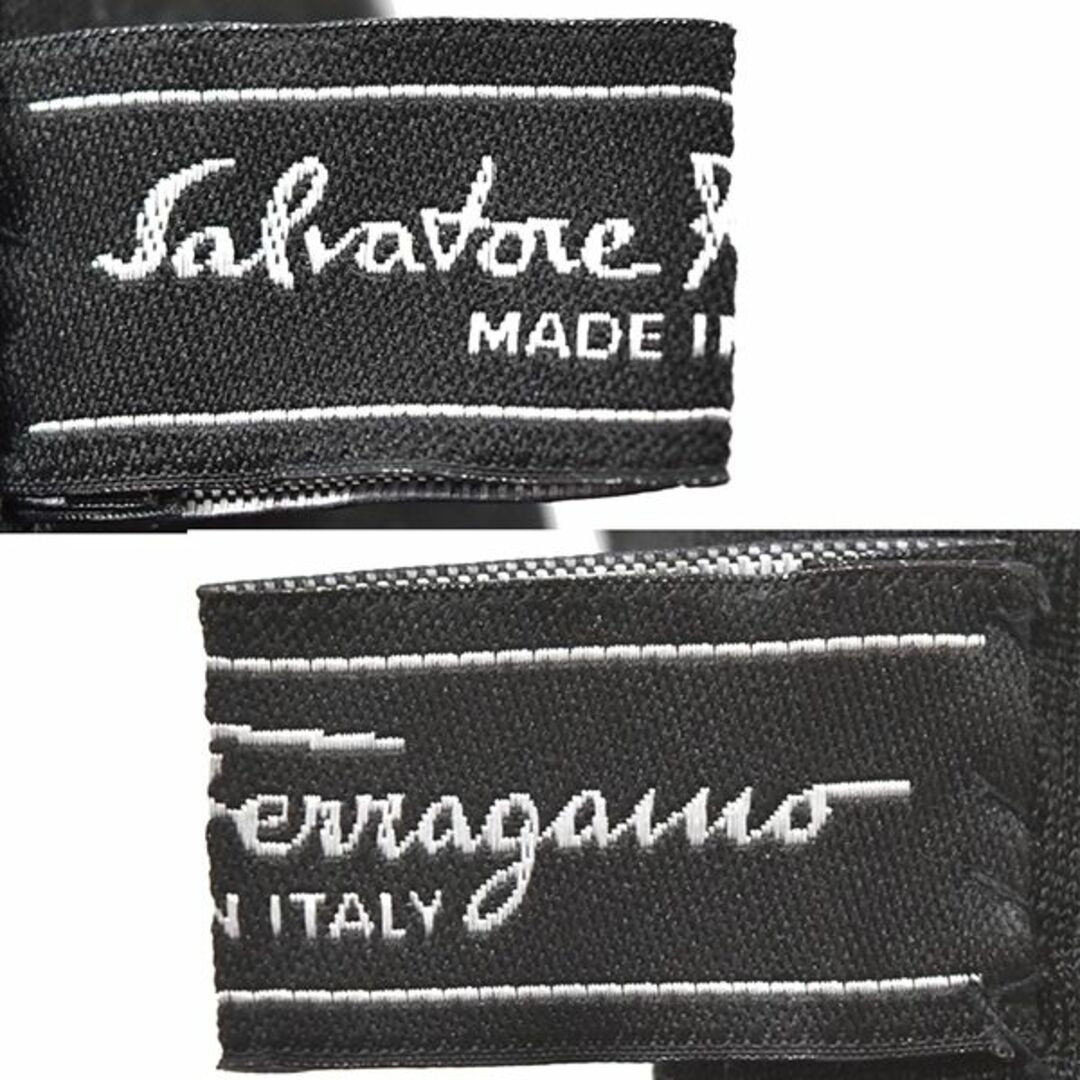 Salvatore Ferragamo(サルヴァトーレフェラガモ)のフェラガモ 仔牛革 カーフレザー リボン装飾 グローブ 焦茶 7H レディースのファッション小物(手袋)の商品写真