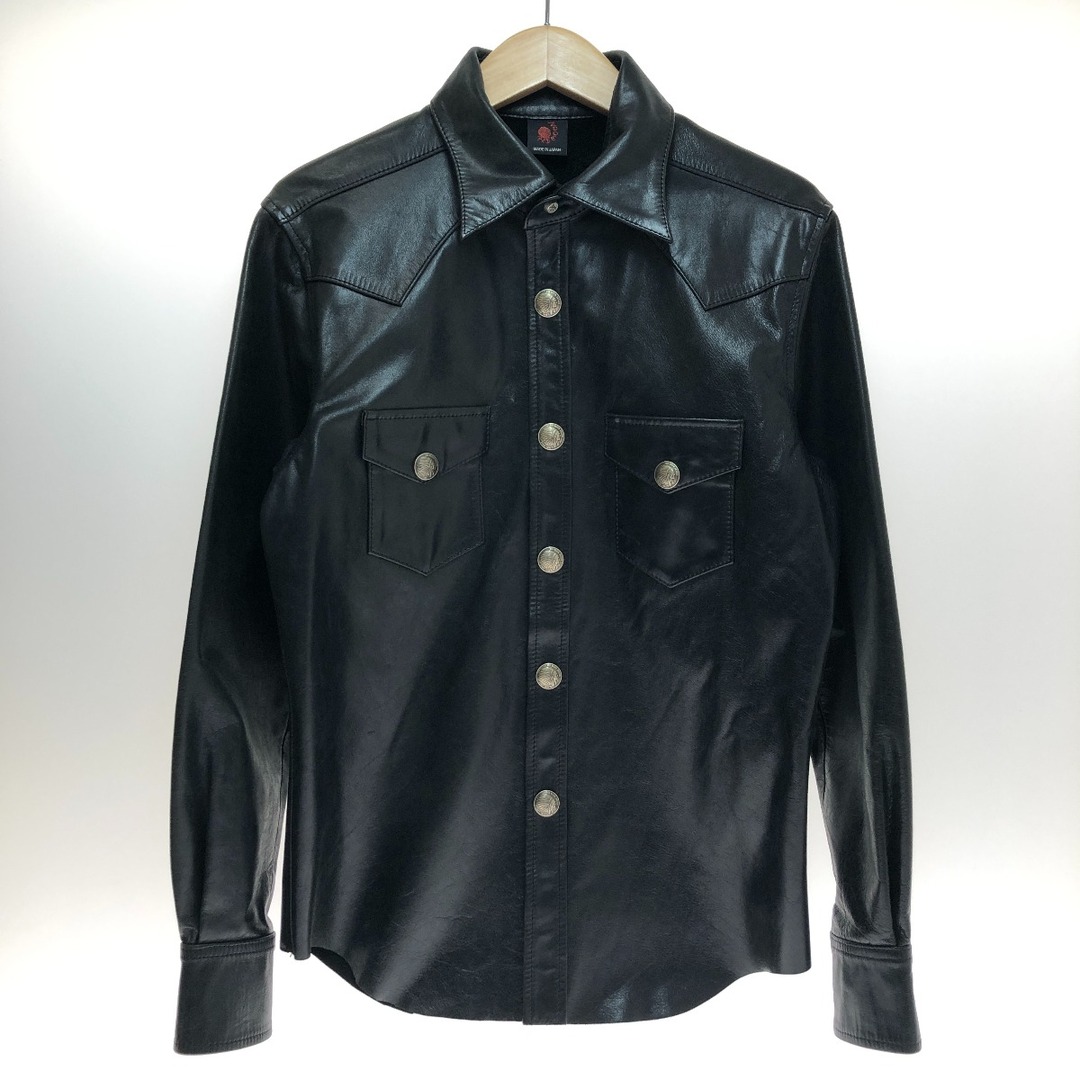 メンズ□□RED MOON レッドムーン レザーシャツ SIZE 38(M) ブラック