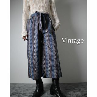 アートヴィンテージ(ART VINTAGE)の【vintage】幾何学 総柄 デザイン バギー 袴 コットン イージーパンツ(スラックス)