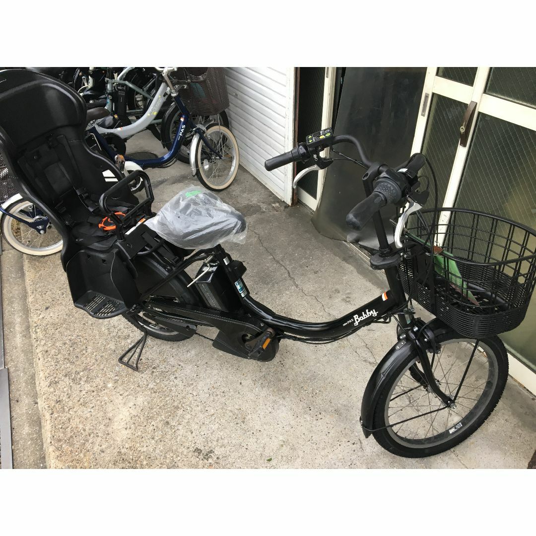 地域限定送料無料 キッスミニ 三人乗り 12,8AH 緑系 神戸市 電動自転車-