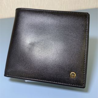 アイグナー(AIGNER)のAIGNER レザー2つ折り財布 BLACK(財布)