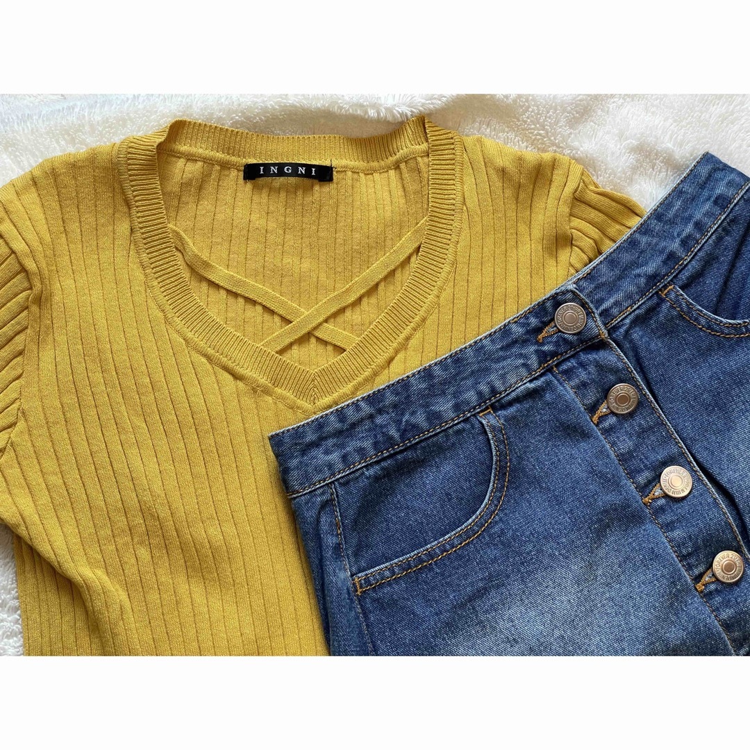 FOREVER 21(フォーエバートゥエンティーワン)のイング　Forever21 コーデ　デニムスカート　秋トップス　 レディースのレディース その他(セット/コーデ)の商品写真