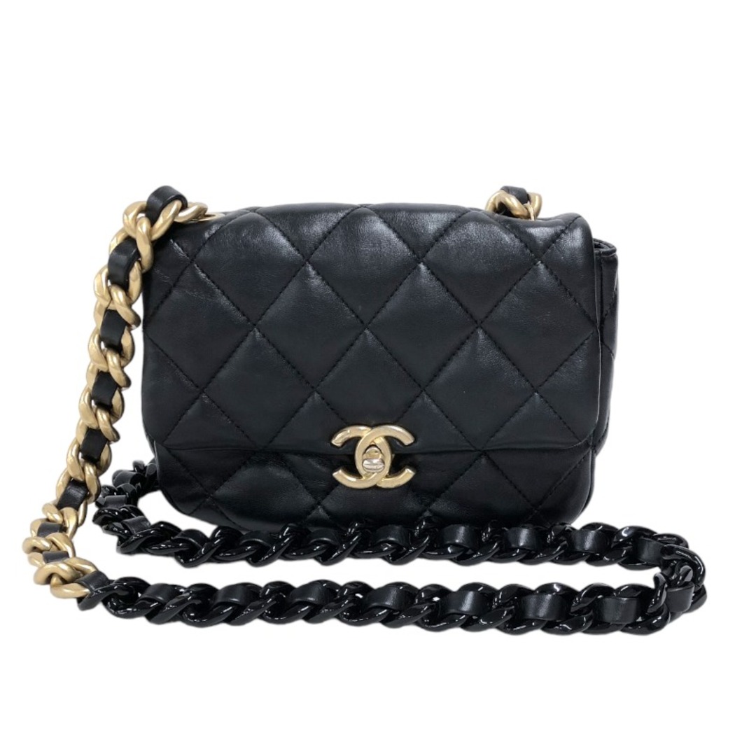 シャネル CHANEL ミニ フラップバッグ AS3205 ブラック ゴールド金具/ブラック金具 ラムスキン レディース ショルダーバッグ約13cmマチ