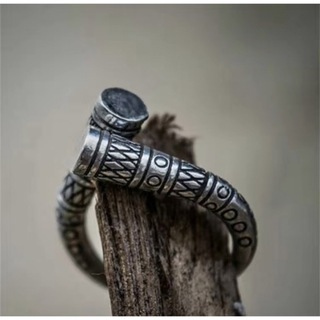 バイキングアミュレットパターンリング　アボリジニー　ディジュリドゥ(リング(指輪))