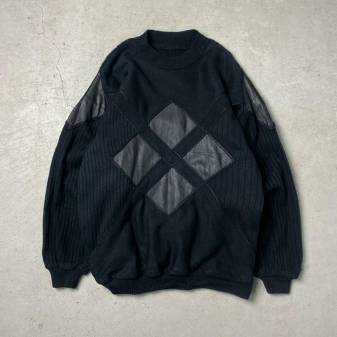 ニット/セーター90~00年代
ニットセーター
フェイクレザー切り替えデザイン
メンズXL相当