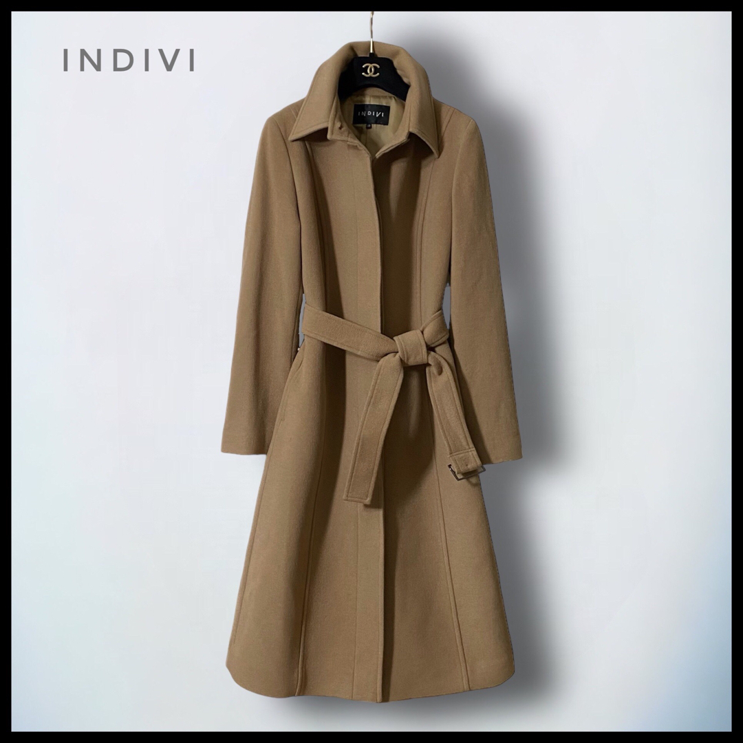 INDIVI - 【INDIVI】アンゴラ カシミア混 羊毛ロングコート ウエスト