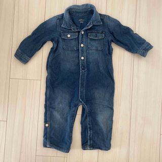 ベビーギャップ(babyGAP)のデニムロンパース　つなぎ　 GAP ベビーギャップ　80 ボトムス　ズボン　子供(カバーオール)