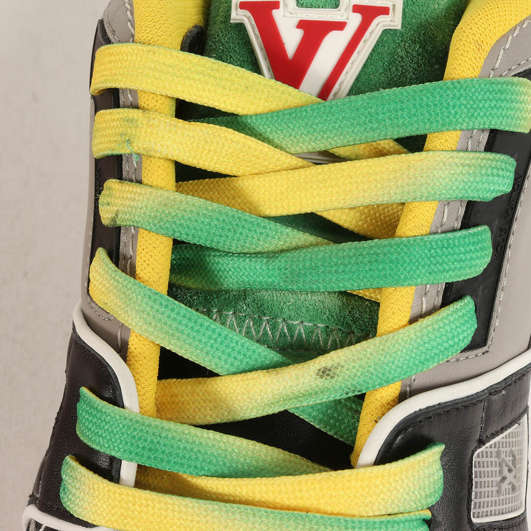 LOUIS VUITTON(ルイヴィトン)のLOUIS VUITTON ルイヴィトン サイズ:7 1/2 21SS カラー LVトレイナー アップサイクリング レザー スニーカー LV Trainer Upcycling MS0211 Virgil Abloh 希少カラー ブラック マルチカラー ローカット シューズ 靴 イタリア製【メンズ】【中古】 メンズの靴/シューズ(スニーカー)の商品写真