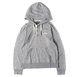 ステューシー(STUSSY)のSTUSSY ステューシー パーカー サイズ:M ストックロゴ ハーフボタン ライトウェイト パーカー グレー トップス フーディー スウェットシャツ【メンズ】【中古】(パーカー)