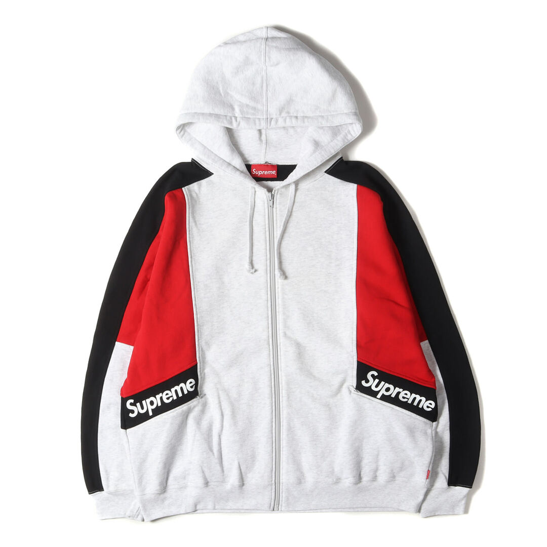 Supreme シュプリーム パーカー サイズ:L 20SS カラーブラック ジップアップ スウェット パーカー Color Blocked Zip Up Hooded Sweatshirt アッシュグレー トップス フーデッド スウェットシャツ フーディー【メンズ】【美品】