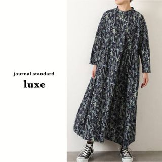 JOURNAL STANDARD ジャーナルスタンダード ワンピース ロング ブルー FREE マキシ フレア スキッパー パフスリーブ 長袖 ピンタック ボタン コットン 綿 きれいめ カジュアル 体型カバー 楽ちん 大人 シンプル ブランド【レディース】