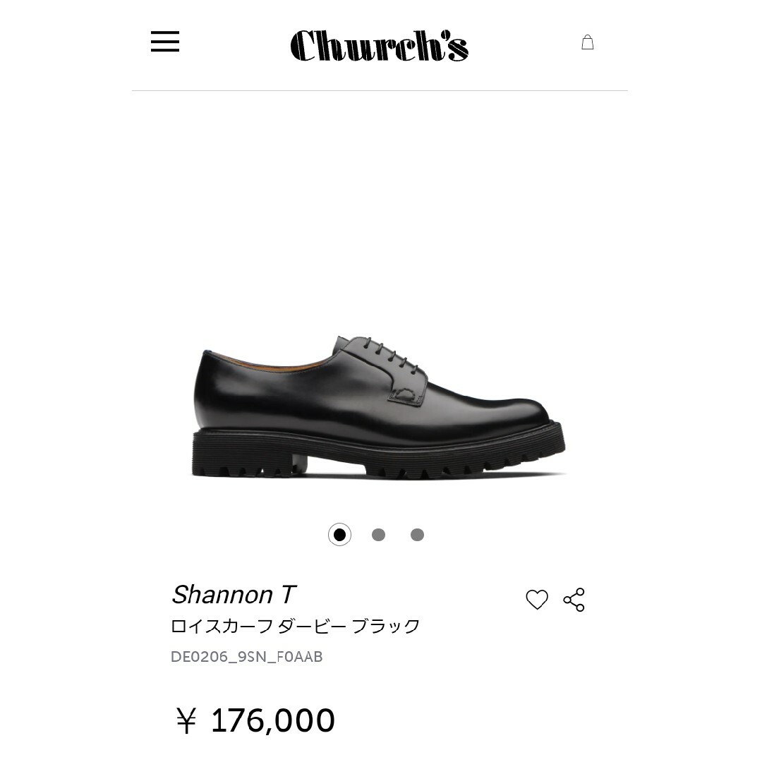 Church's(チャーチ)のChurch's チャーチ　Shannon Tロイスカーフ ダービー ブラック レディースの靴/シューズ(ローファー/革靴)の商品写真