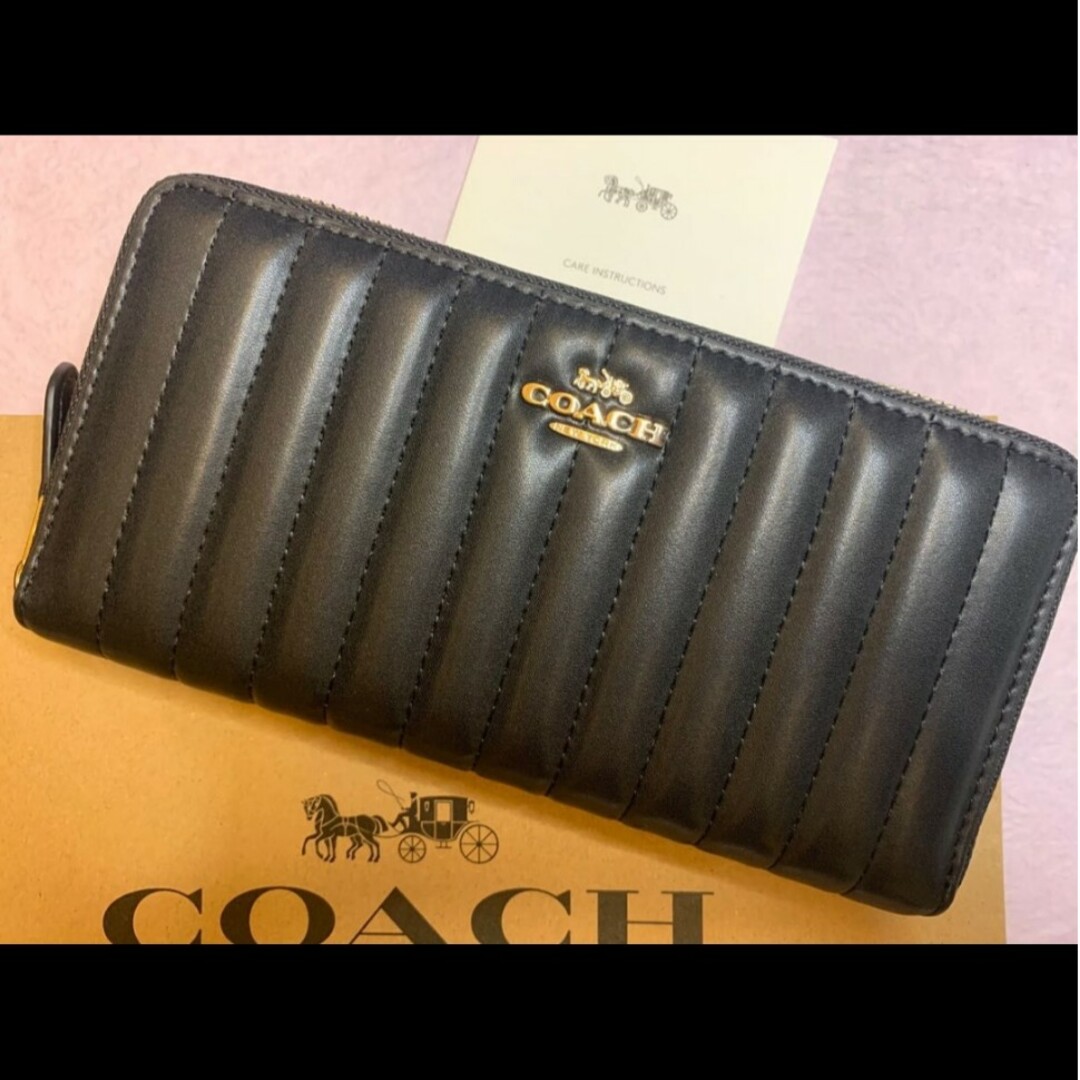 新品　COACH　長財布　ブラック　ラウンドファスナー　小銭入れ有ファッション小物