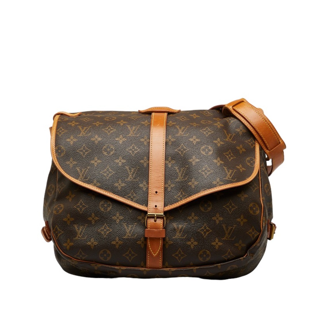 ルイ ヴィトン モノグラム ソミュール35 斜め掛け ショルダーバッグ M42254 PVC レディース LOUIS VUITTON 【214-24246】ベルト金具外側