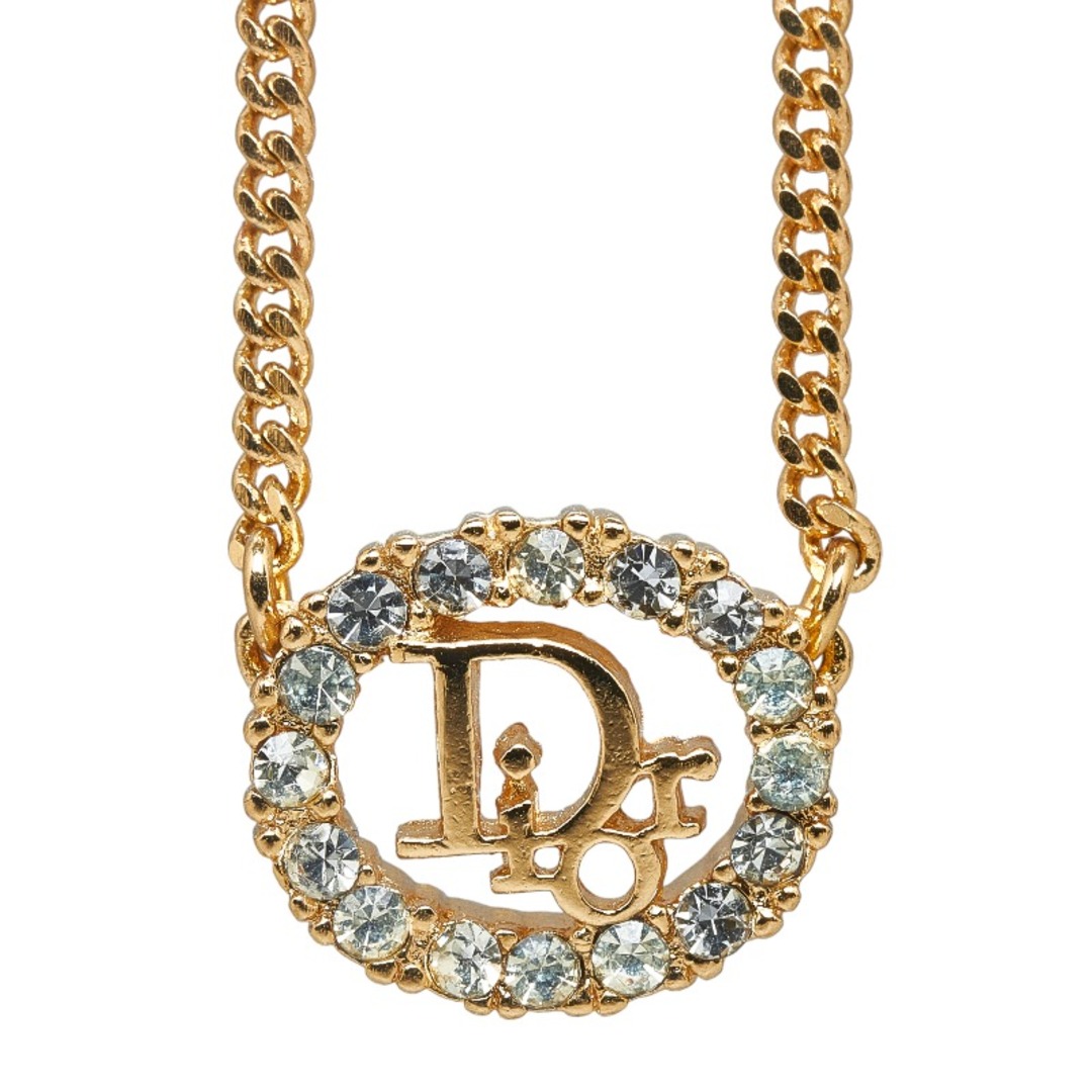 Dior - 美品 ディオール ロゴ ラインストーン ネックレス メッキ