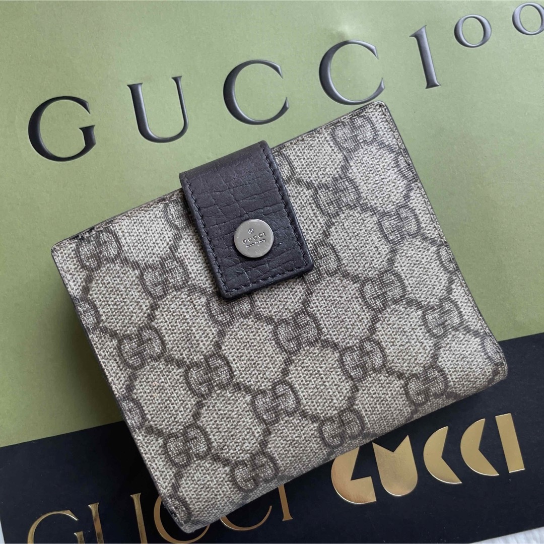 美品】GUCCI グッチ 折り財布 Wホック GG スプリーム ユニセックス 美品】GUCCI グッチ 折り財布 Wホック GG スプリーム ユニセックス
