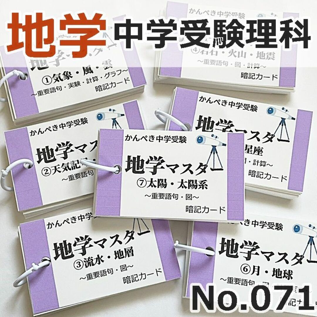 【100】中学受験　算数・国語・理科・社会　暗記カードセット　参考書問題集