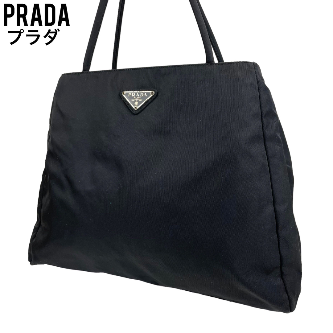 PRADA   良品 PRADA プラダ ハンドバッグ ナイロン 黒 三角ロゴ