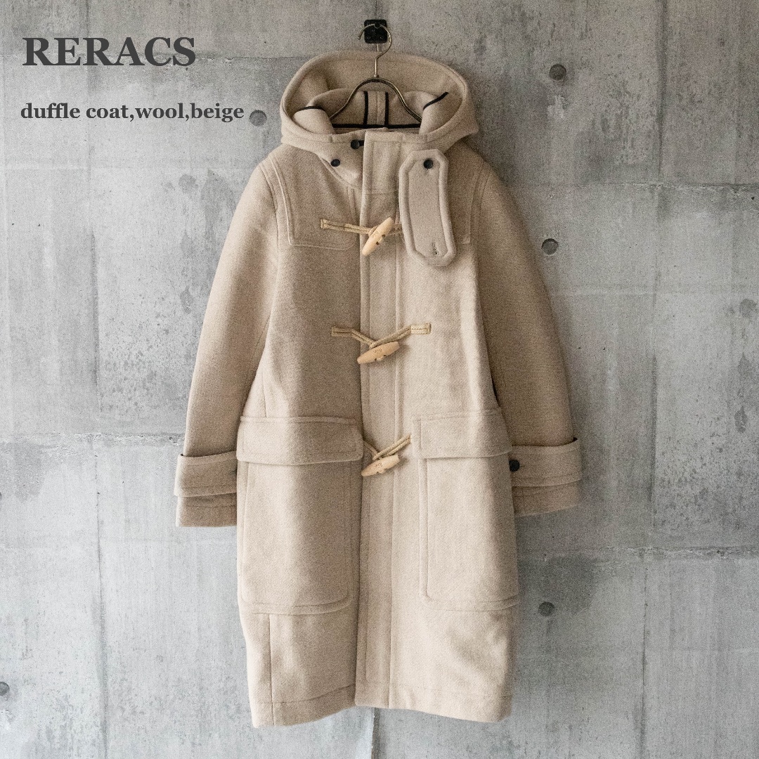 【THE RERACS】ダッフルコート　ドロップショルダー　ベージュ　Mサイズ