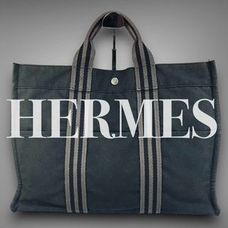 エルメス HERMES フールトゥ トートバッグ　ＭＭ　グレー×ブラック