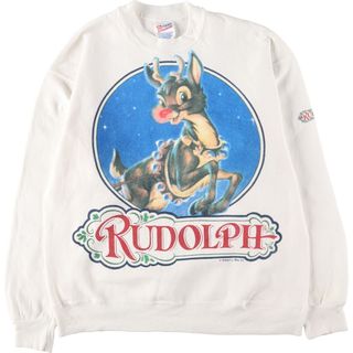 ヘインズ(Hanes)の古着 90年代 ヘインズ Hanes RUDOLPH ルドルフ 赤鼻のトナカイ キャラクタースウェットシャツ トレーナー USA製 メンズL ヴィンテージ /eaa388416(スウェット)