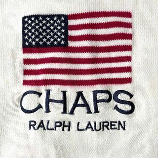 ポロラルフローレン(POLO RALPH LAUREN)のラルフローレン　チャップス　ニット　コットン　星条旗　90s ホワイト(ニット/セーター)