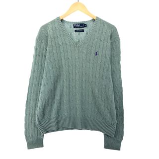 ラルフローレン(Ralph Lauren)の古着 ラルフローレン Ralph Lauren POLO by Ralph Lauren ケーブル編み Vネック シルクニットセーター メンズXL /eaa344348(ニット/セーター)