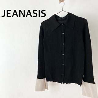 ジーナシス(JEANASIS)のJEANASIS ジーナシス　ブラック　デザイン袖　トップス　ニットカーディガン(カーディガン)